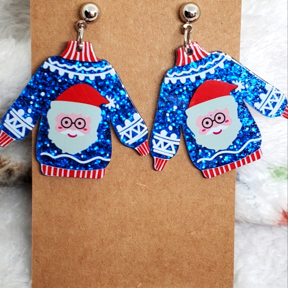 7/$10 Christmas Sweater Earrings, New